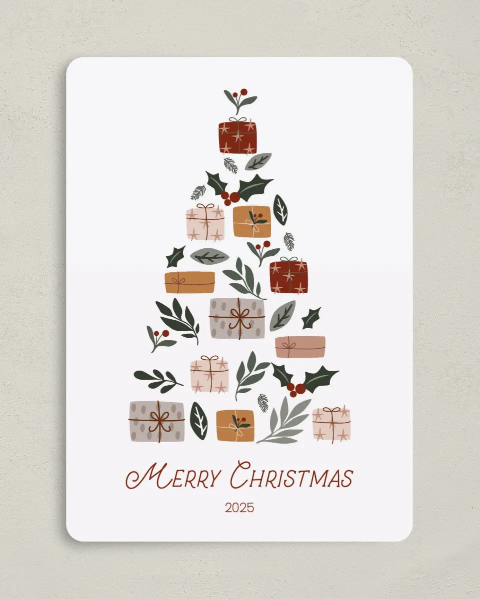 This is a 5" x 7" Christmas Card called Gifted Greeting printed in full color on Premium Smooth paper