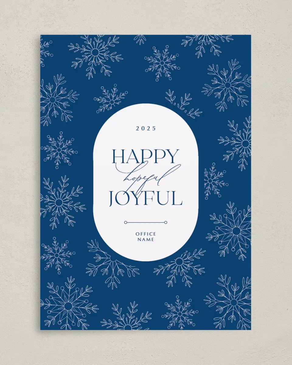 This is a 5" x 7" Christmas Card called Joyful Flurries printed in full color on Premium Smooth paper