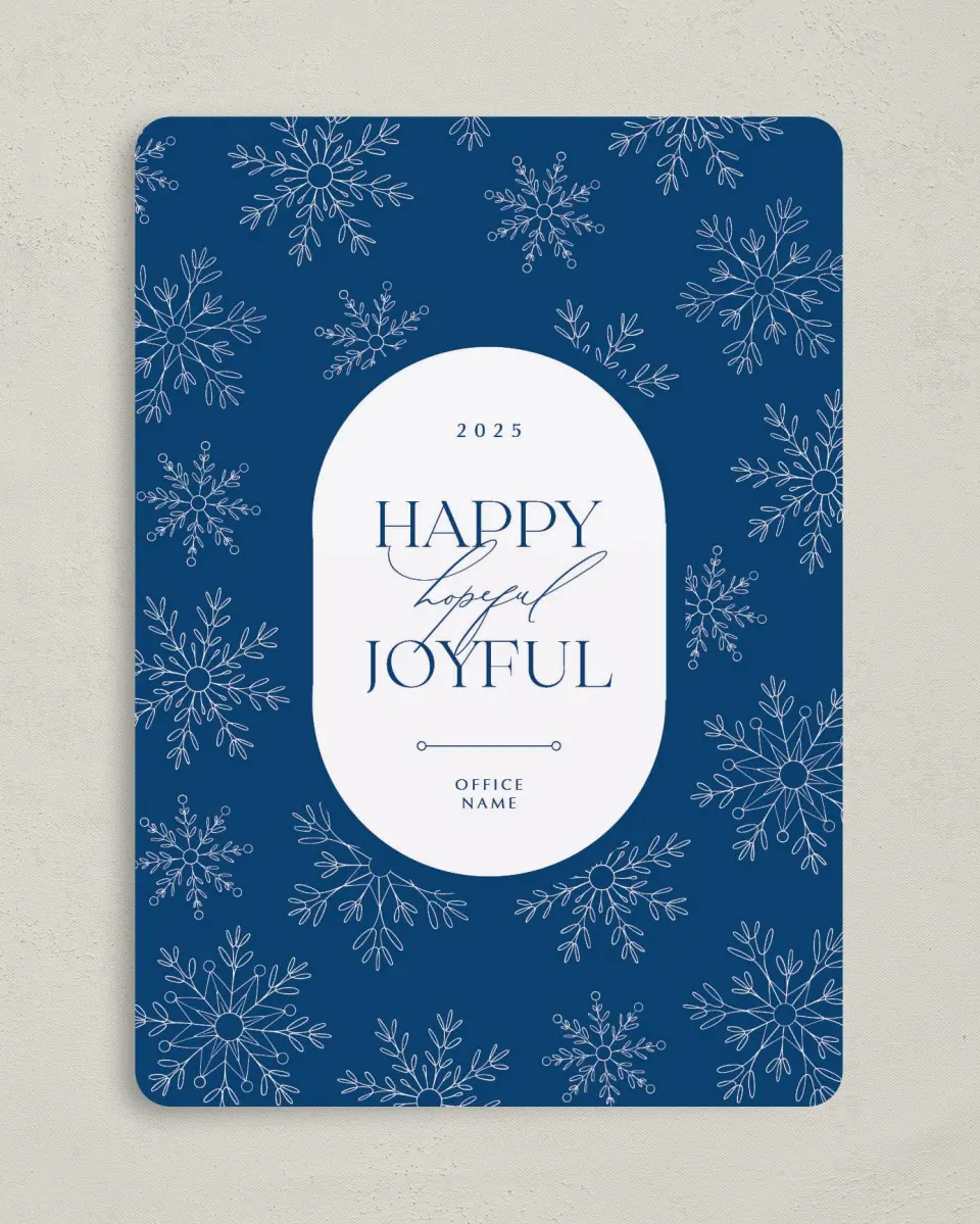 This is a 5" x 7" Christmas Card called Joyful Flurries printed in full color on Premium Smooth paper