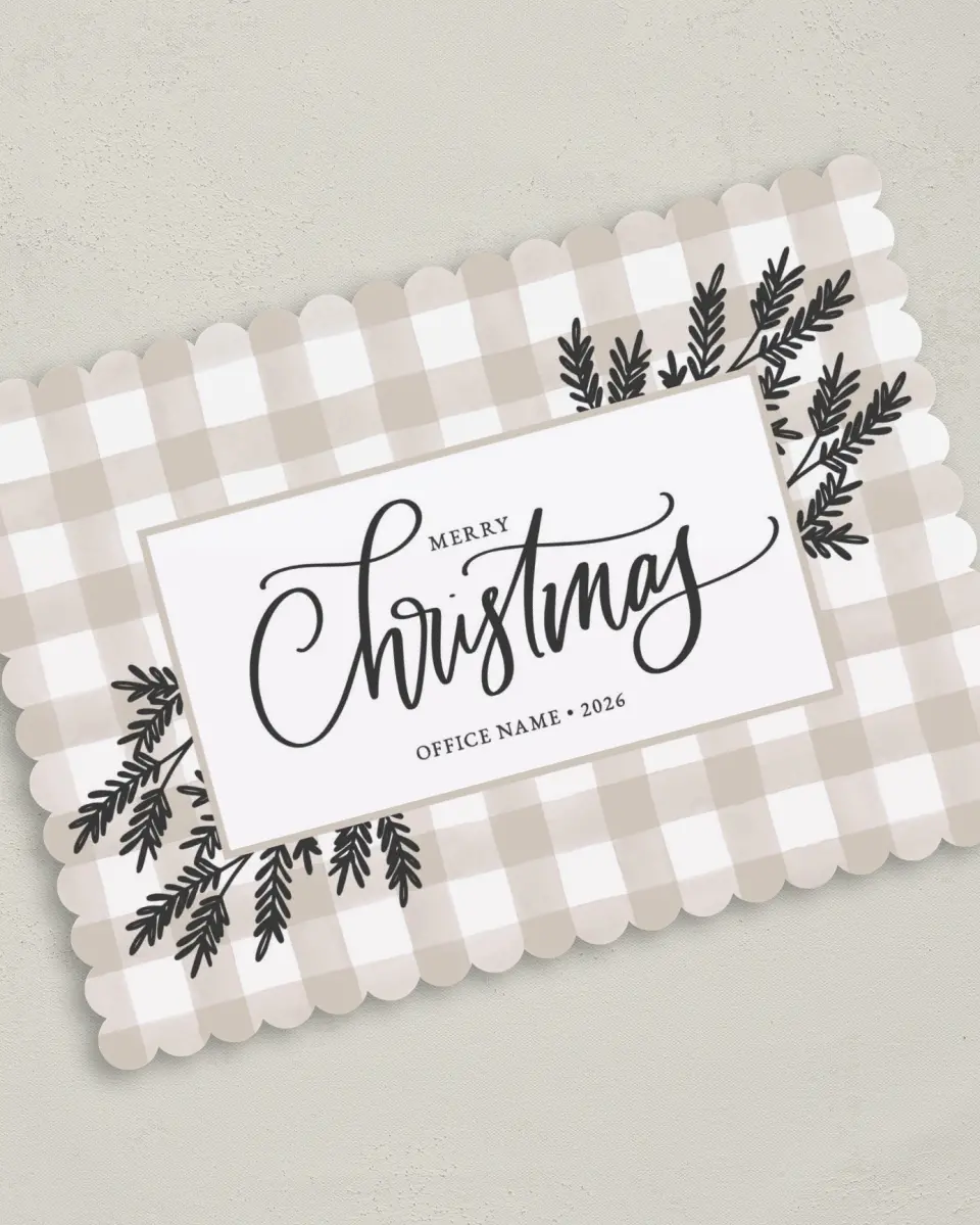 This is a 5" x 7" Christmas Card called Farmhouse Christmas printed in full color on Premium Smooth paper on Premium Smooth paper on Premium Smooth paper