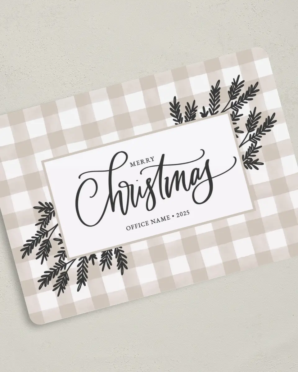 This is a 5" x 7" Christmas Card called Farmhouse Christmas printed in full color on Premium Smooth paper