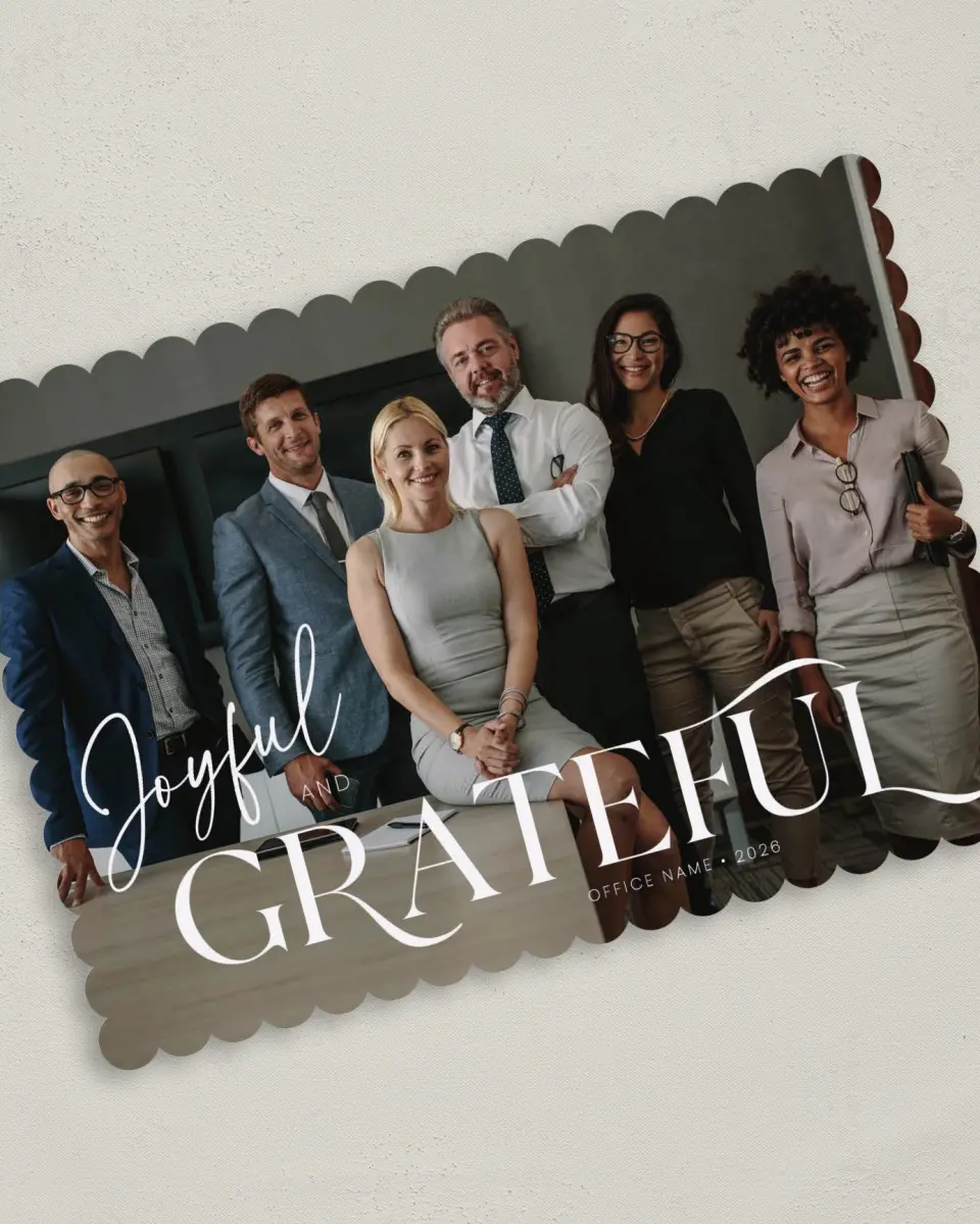 This is a 5" x 7" Christmas Card called Joyful & Grateful printed in full color on Premium Smooth paper on Premium Smooth paper on Premium Smooth paper