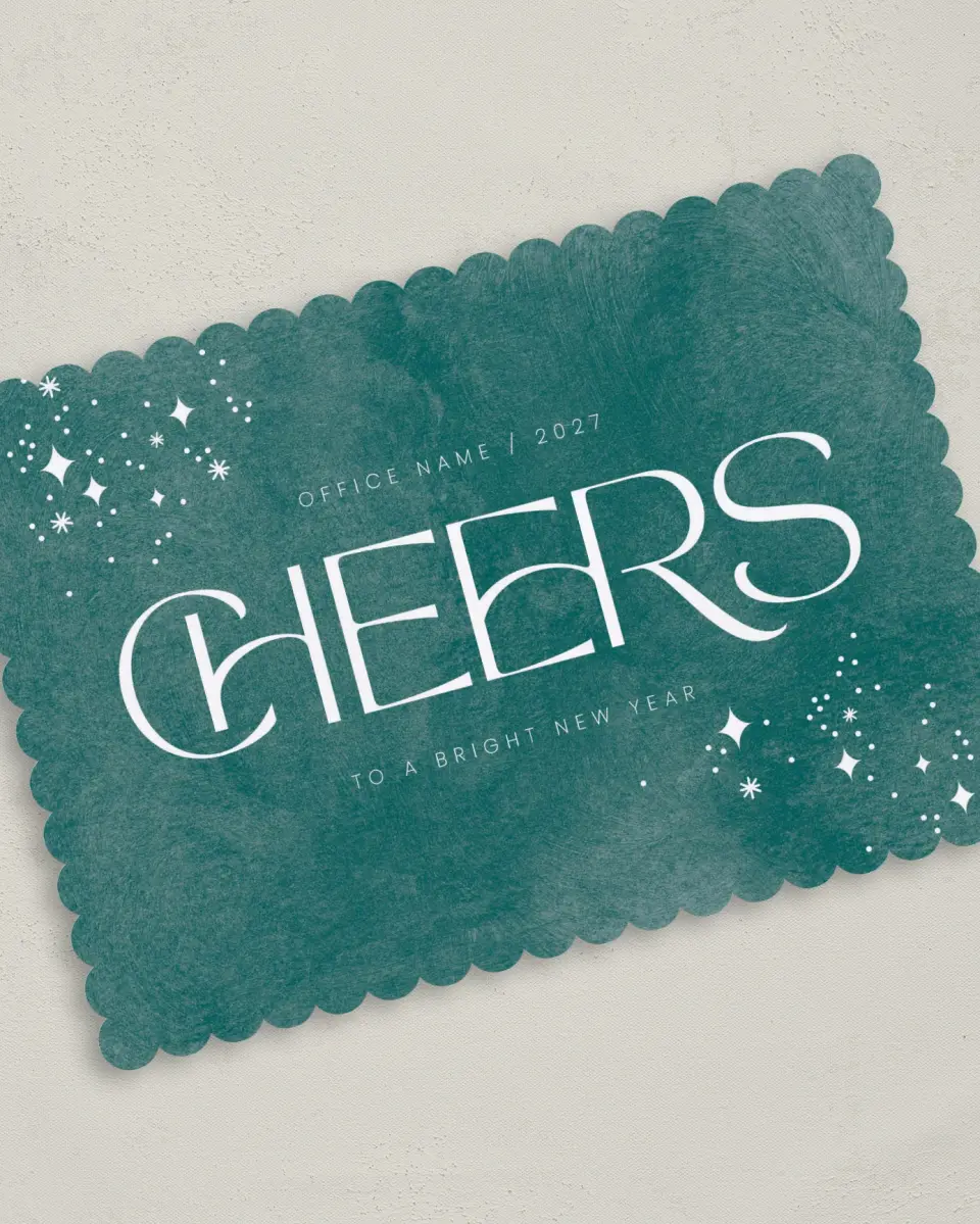 This is a 5" x 7" Christmas Card called Glistening Cheer printed in full color on Premium Smooth paper on Premium Smooth paper on Premium Smooth paper