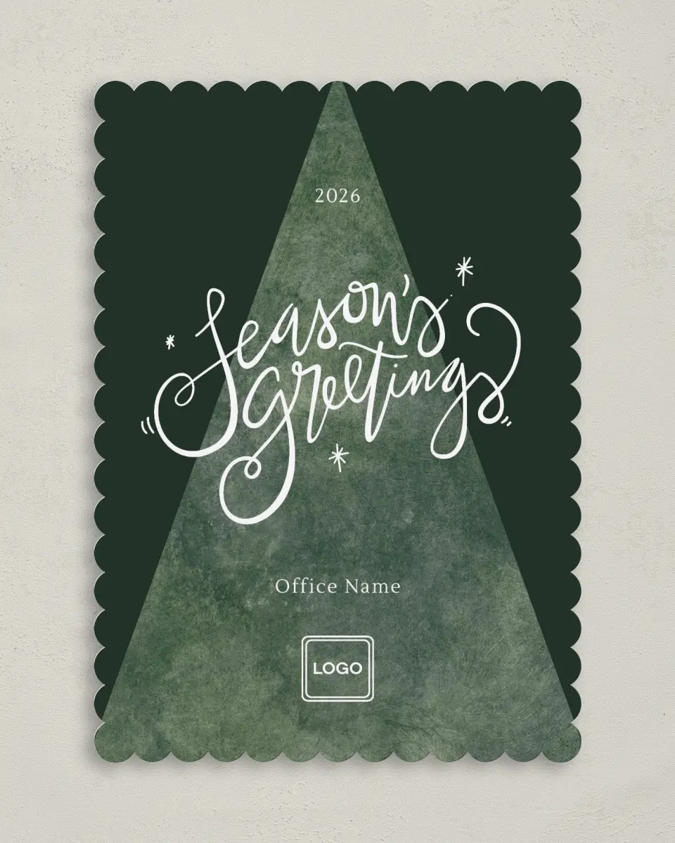 This is a 5" x 7" Christmas Card called Textured Tree printed in full color on Premium Smooth paper on Premium Smooth paper on Premium Smooth paper