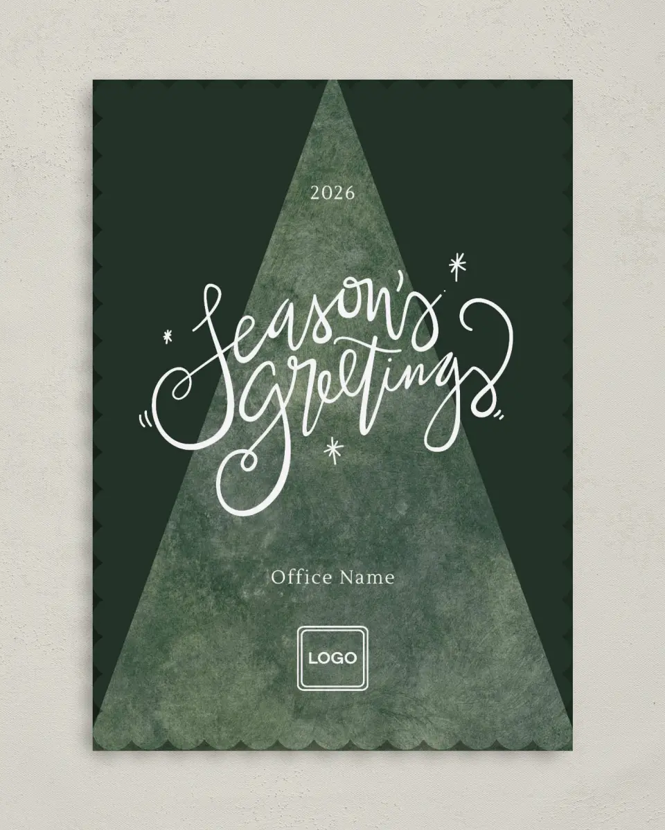 This is a 5" x 7" Christmas Card called Textured Tree printed in full color on Premium Smooth paper on Premium Smooth paper on Premium Smooth paper