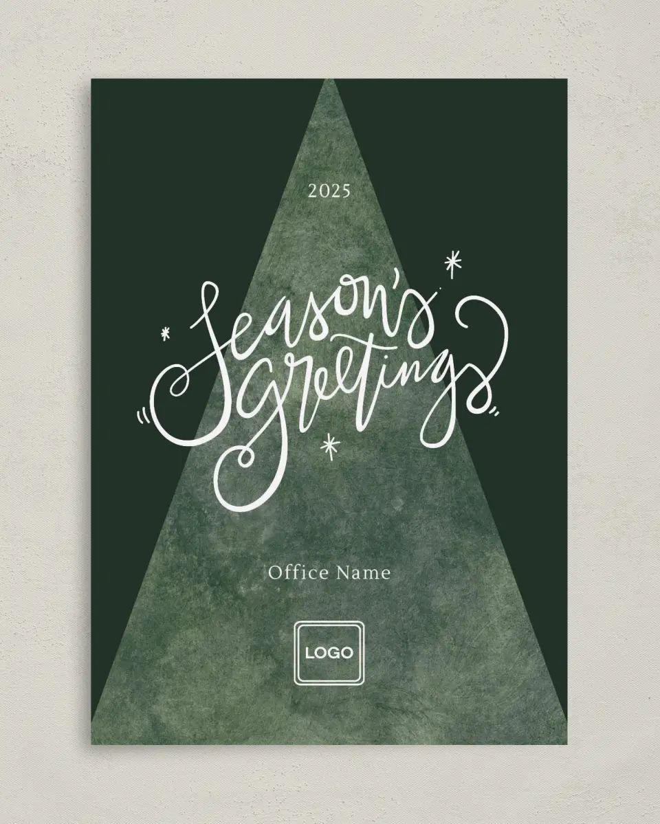 This is a 5" x 7" Christmas Card called Textured Tree printed in full color on Premium Smooth paper
