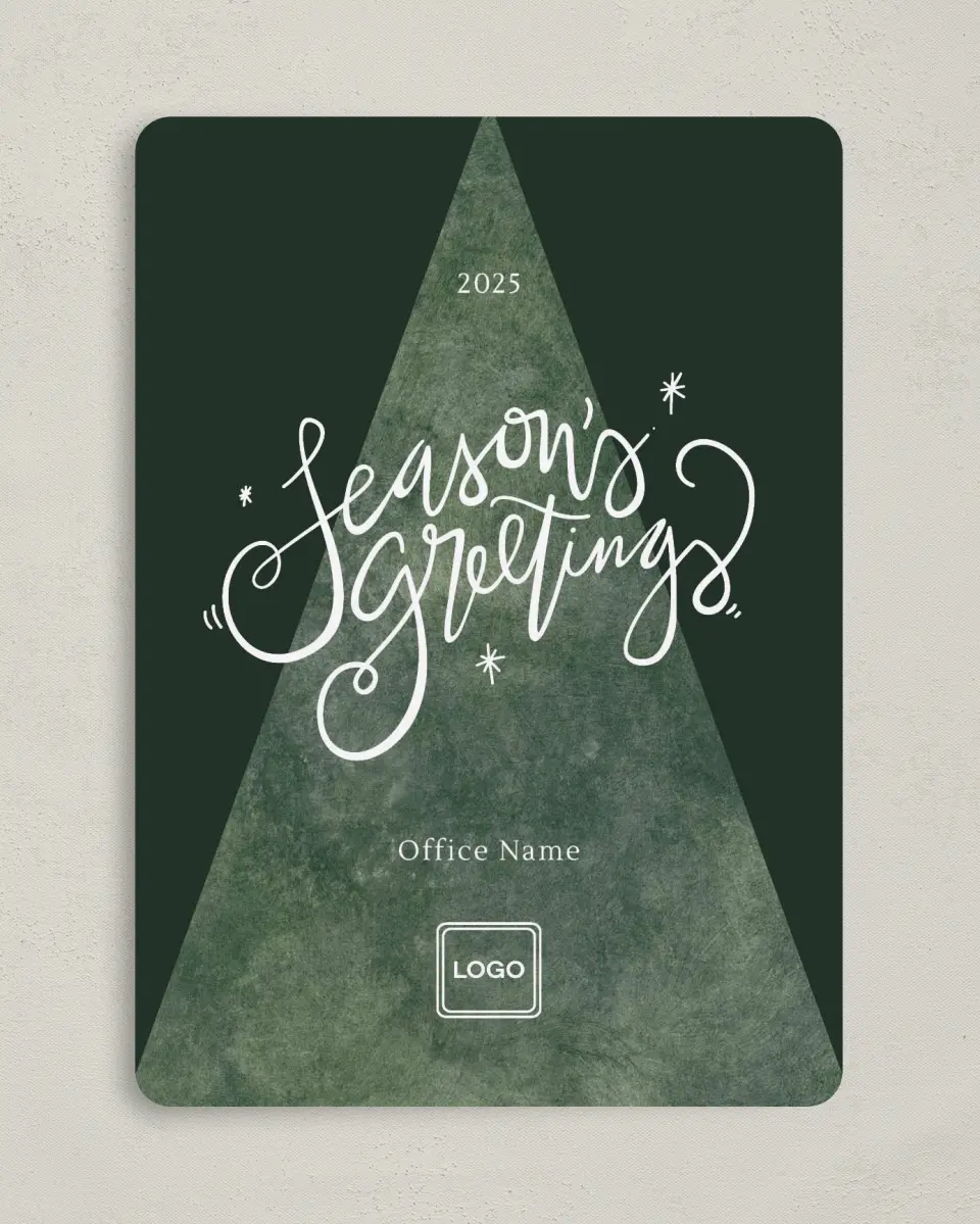 This is a 5" x 7" Christmas Card called Textured Tree printed in full color on Premium Smooth paper