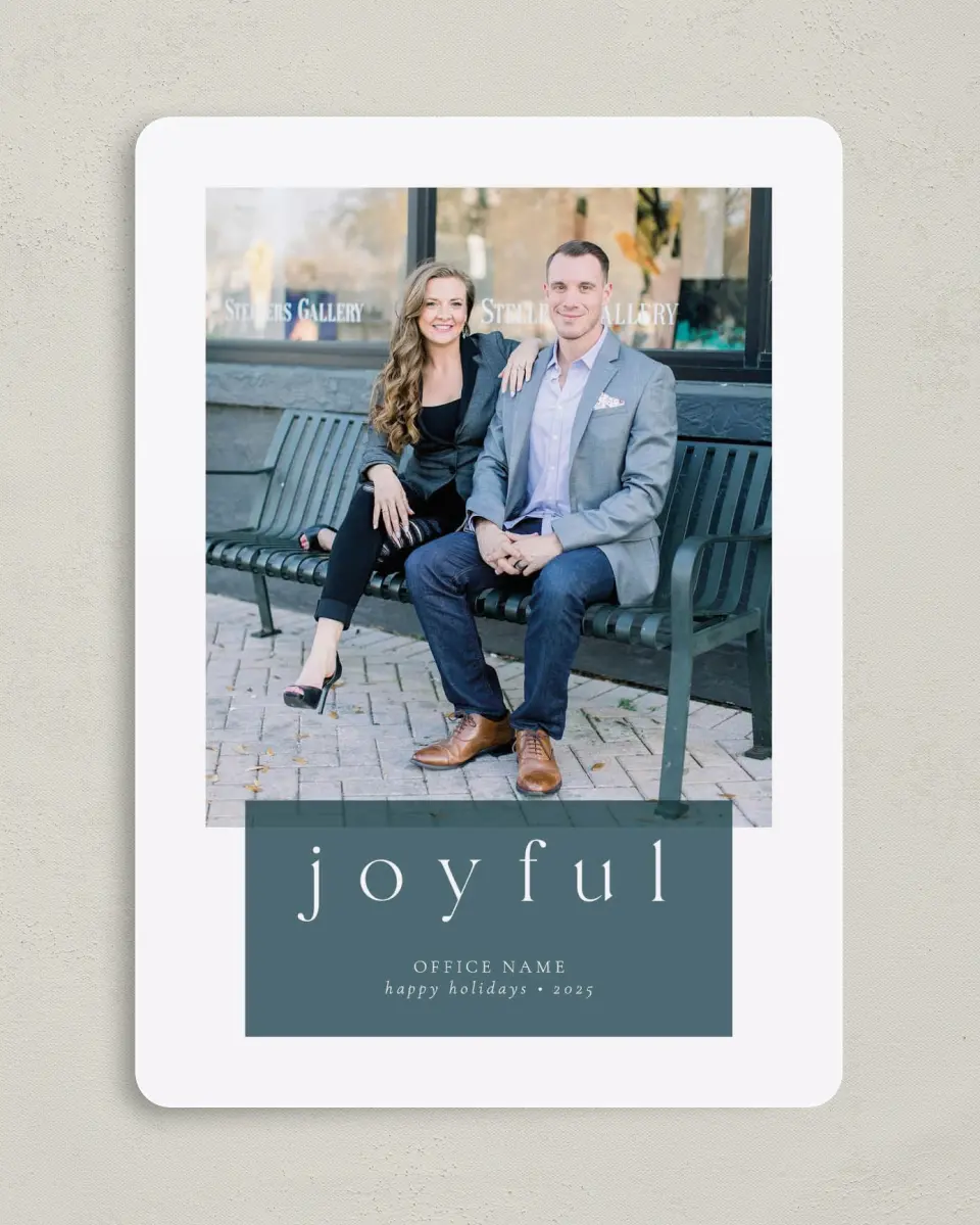 This is a 5" x 7" Christmas Card called Joyful Team printed in full color on Premium Smooth paper