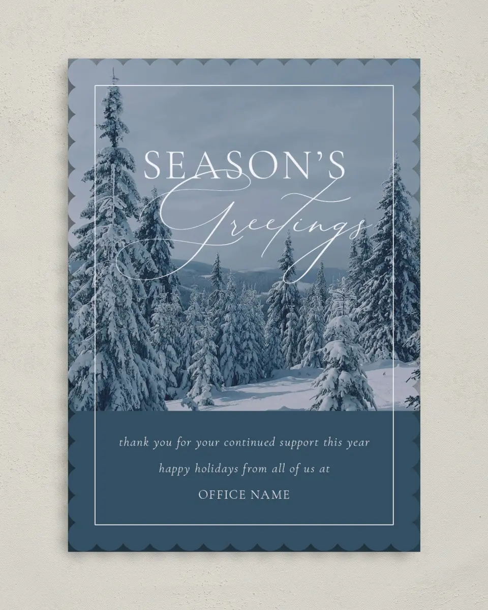 This is a 5" x 7" Christmas Card called Winter Greetings printed in full color on Premium Smooth paper on Premium Smooth paper on Premium Smooth paper