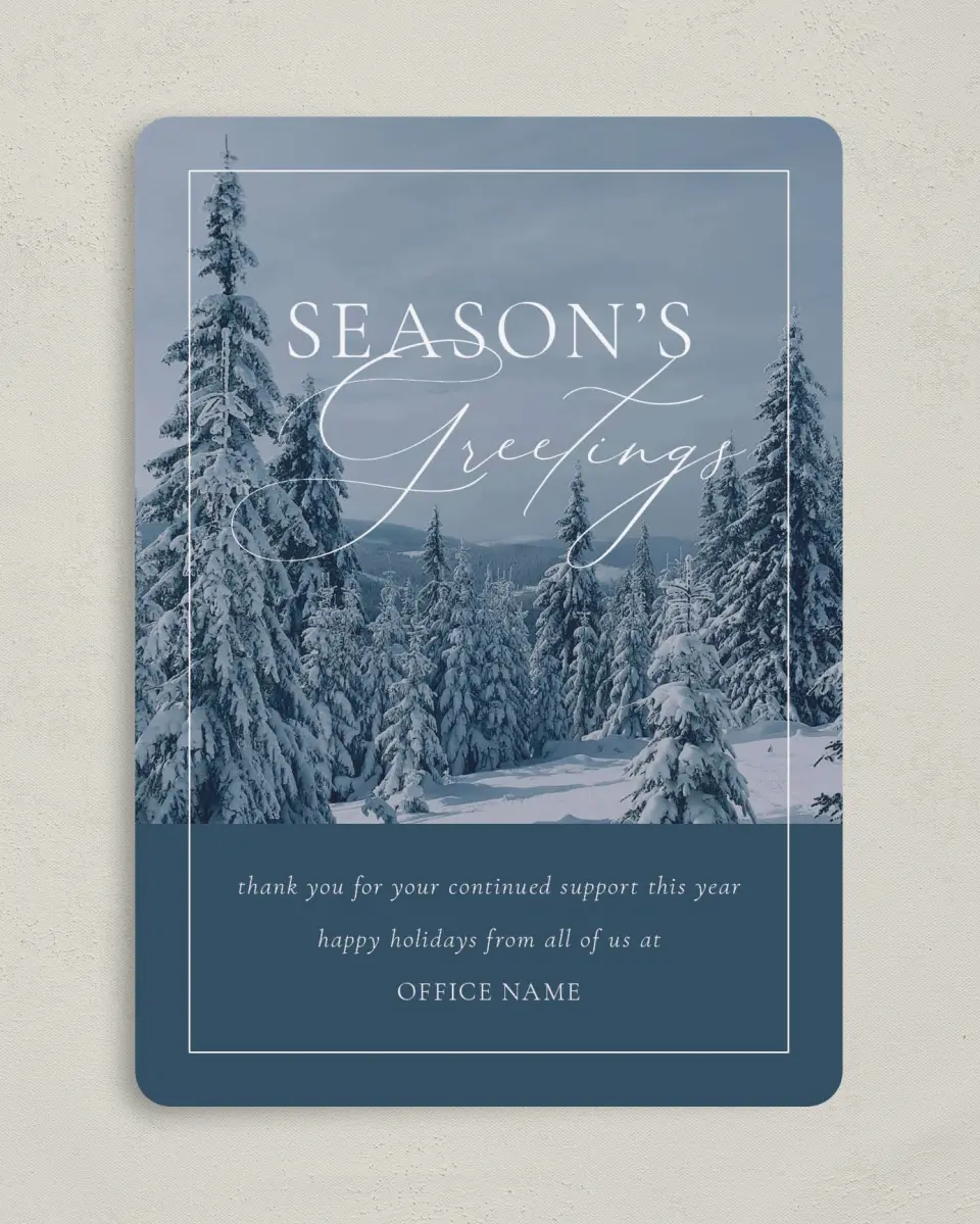This is a 5" x 7" Christmas Card called Winter Greetings printed in full color on Premium Smooth paper