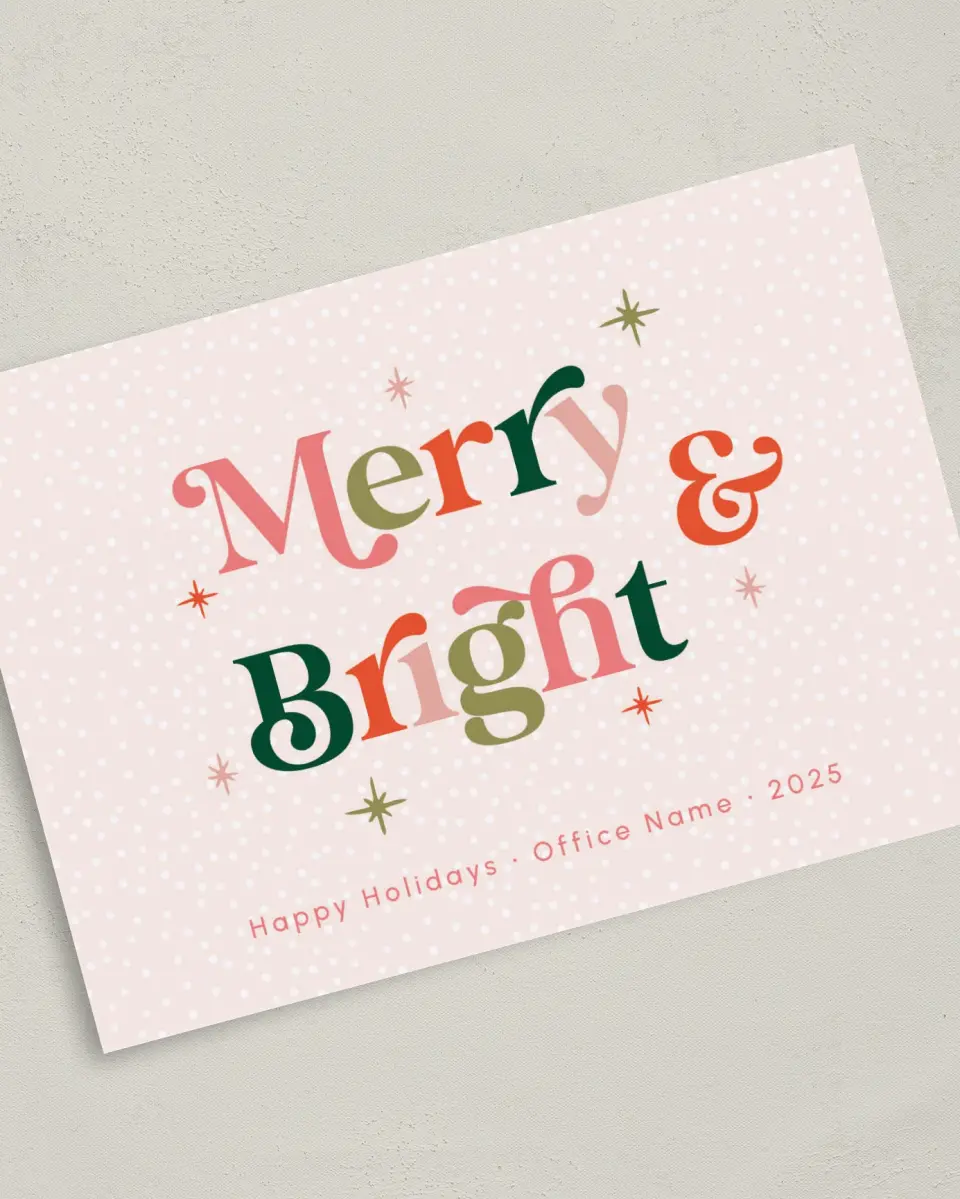 This is a 5" x 7" Christmas Card called Delightfully Bright printed in full color on Premium Smooth paper