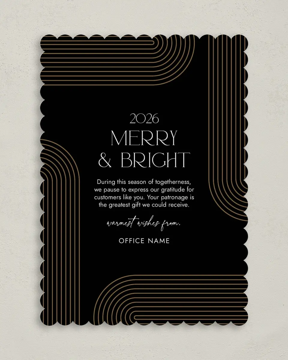 This is a 5" x 7" Christmas Card called Corporate Christmas printed in full color on Premium Smooth paper on Premium Smooth paper on Premium Smooth paper