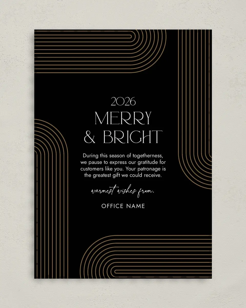 This is a 5" x 7" Christmas Card called Corporate Christmas printed in full color on Premium Smooth paper on Premium Smooth paper on Premium Smooth paper