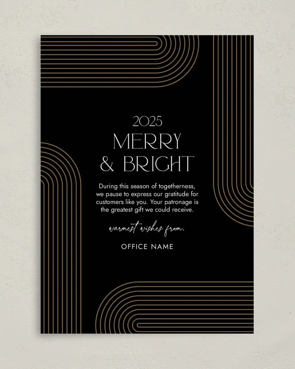 This is a 5" x 7" Christmas Card called Corporate Christmas printed in full color on Premium Smooth paper