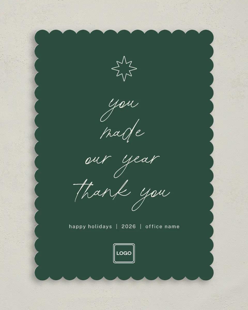 This is a 5" x 7" Christmas Card called Gratitude Greeting printed in full color on Premium Smooth paper on Premium Smooth paper on Premium Smooth paper