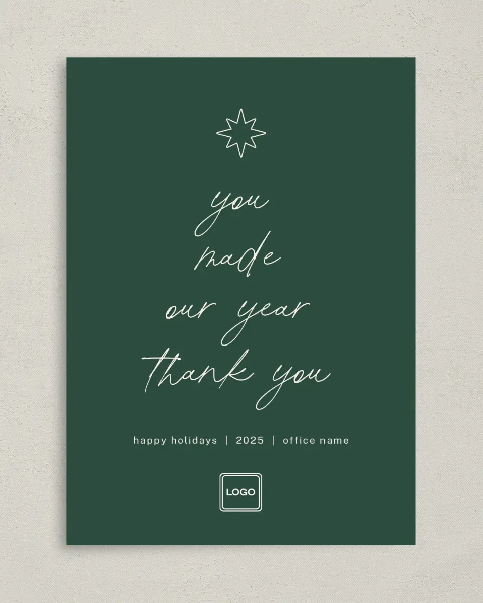 This is a 5" x 7" Christmas Card called Gratitude Greeting printed in full color on Premium Smooth paper