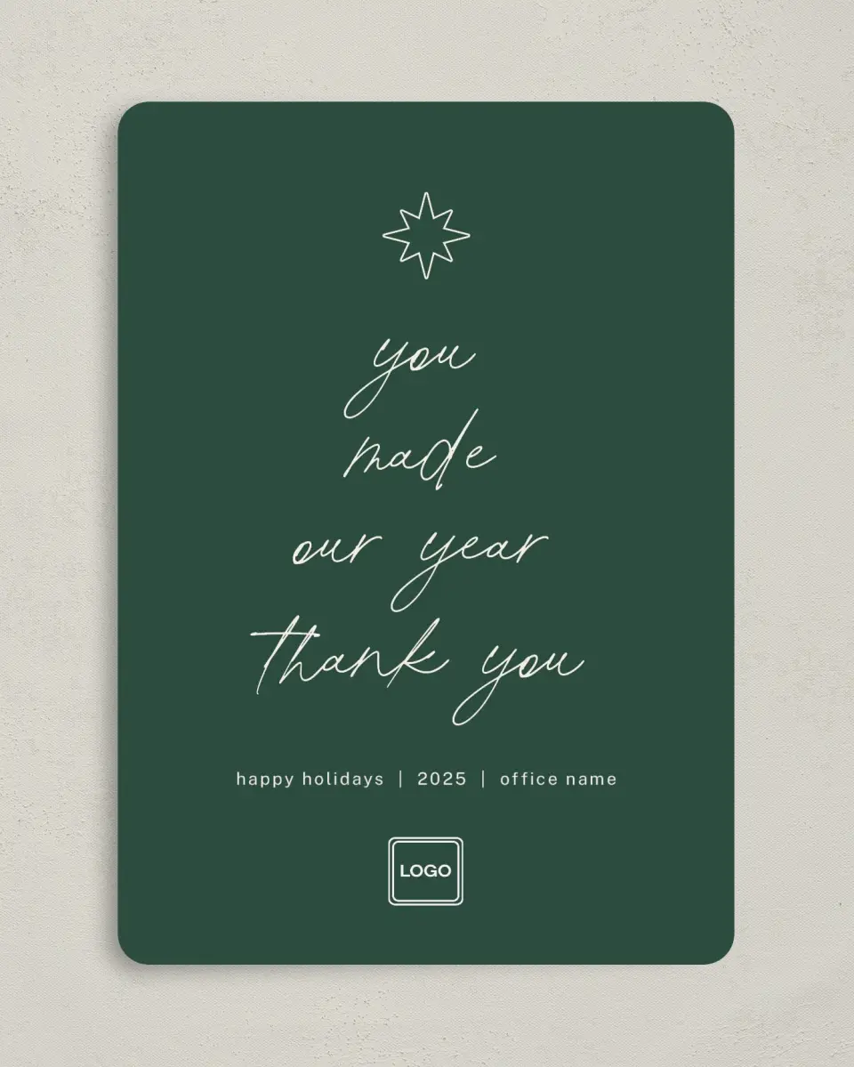 This is a 5" x 7" Christmas Card called Gratitude Greeting printed in full color on Premium Smooth paper