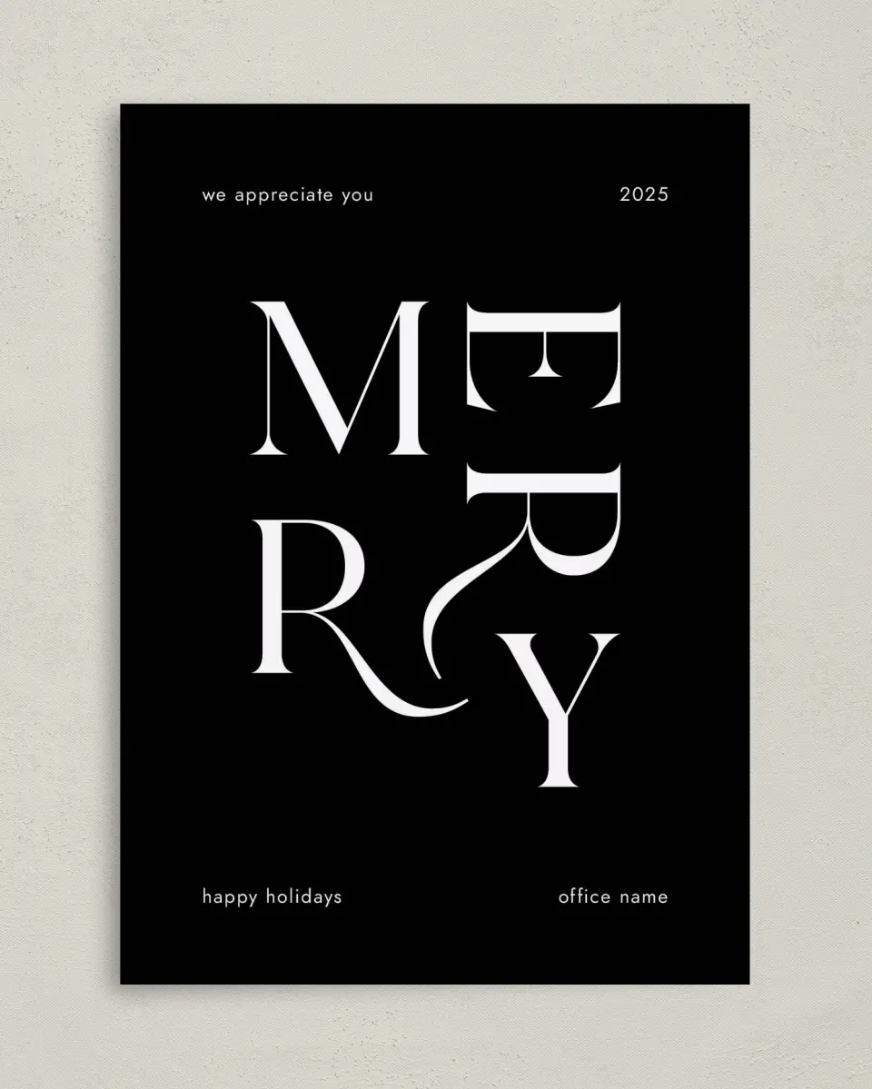 This is a 5" x 7" Christmas Card called Midnight Merriment printed in full color on Premium Smooth paper