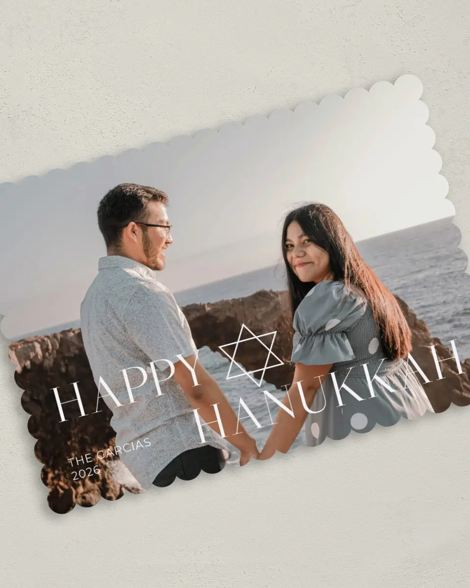 This is a 5" x 7" Hanukkah Card called Newlywed Radiance printed in full color on Premium Smooth paper