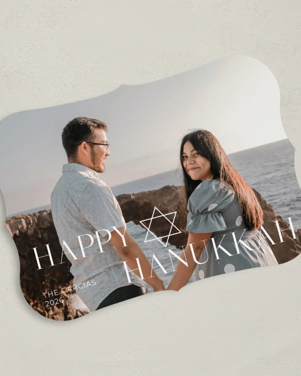 This is a 5" x 7" Hanukkah Card called Newlywed Radiance printed in full color on Premium Smooth paper