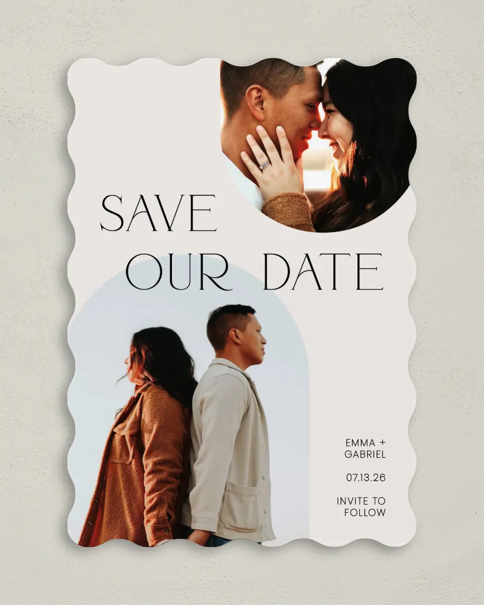 This is a 5" x 7" Save the Date Card called Forever My Love printed in full color on Premium Smooth paper