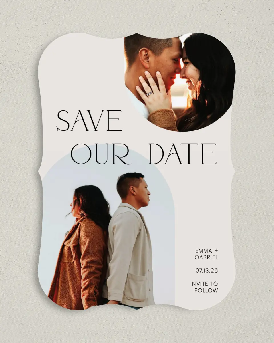 This is a 5" x 7" Save the Date Card called Forever My Love printed in full color on Premium Smooth paper