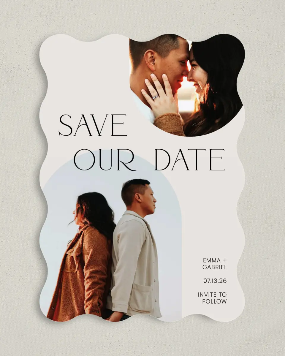 This is a 5" x 7" Save the Date Card called Forever My Love printed in full color on Premium Smooth paper
