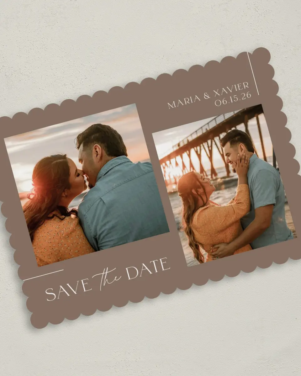 This is a 5" x 7" Save the Date Card called Love Lives Here printed in full color on Premium Smooth paper