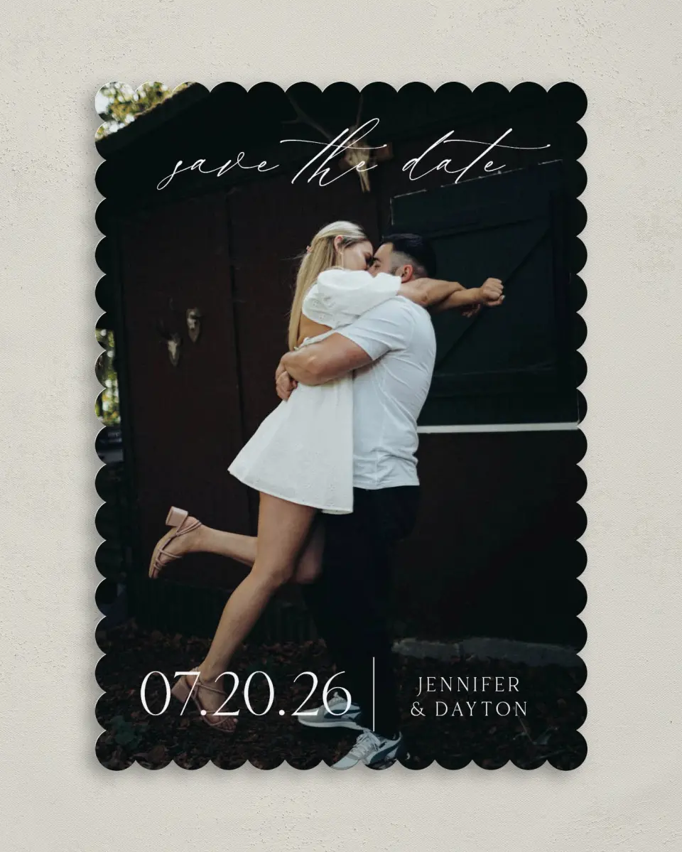 This is a 5" x 7" Save the Date Card called Dainty Love printed in full color on Premium Smooth paper