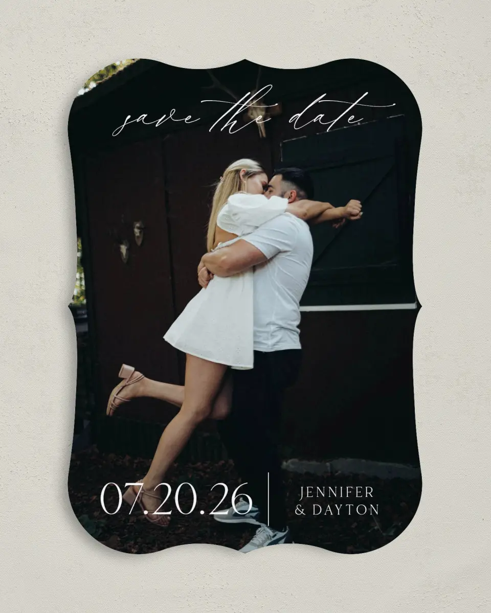 This is a 5" x 7" Save the Date Card called Dainty Love printed in full color on Premium Smooth paper