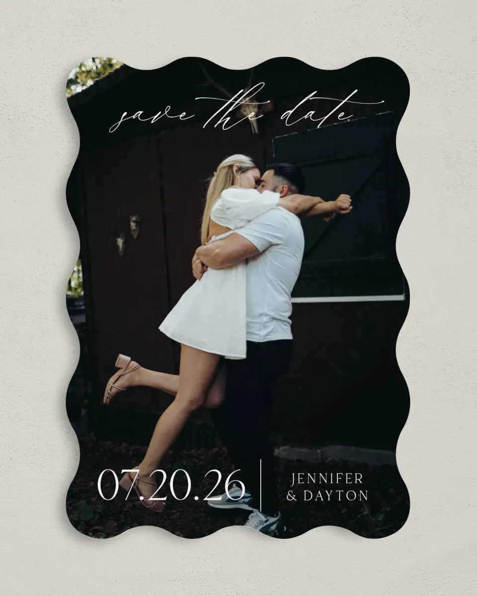 This is a 5" x 7" Save the Date Card called Dainty Love printed in full color on Premium Smooth paper