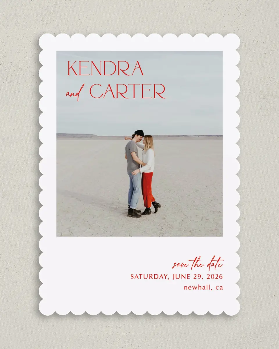 This is a 5" x 7" Save the Date Card called Initial Unity printed in full color on Premium Smooth paper
