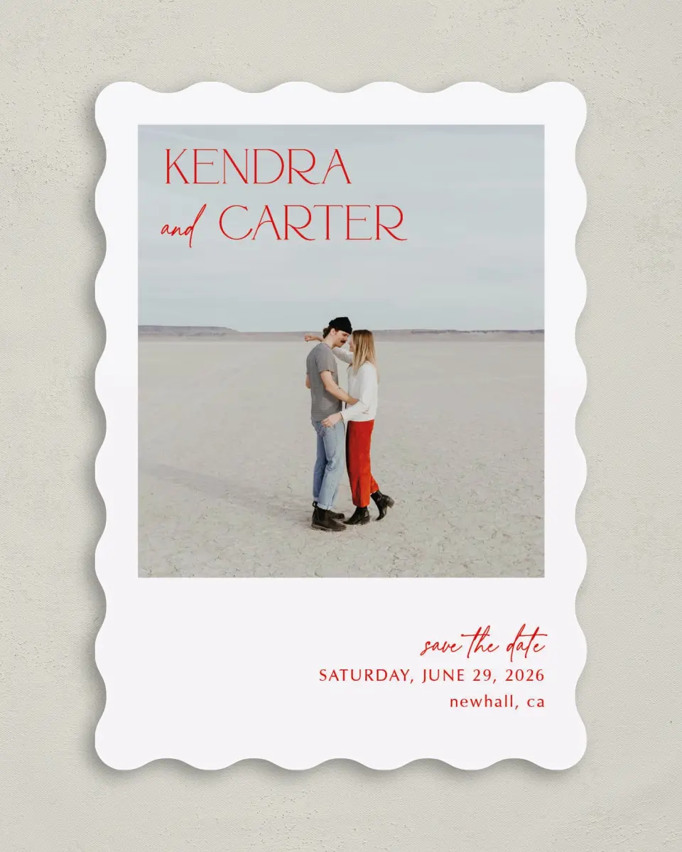 This is a 5" x 7" Save the Date Card called Initial Unity printed in full color on Premium Smooth paper