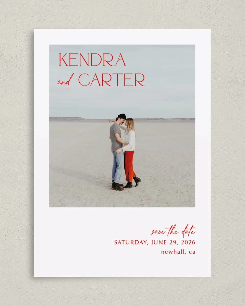 This is a 5" x 7" Save the Date Card called Initial Unity printed in full color on Premium Smooth paper