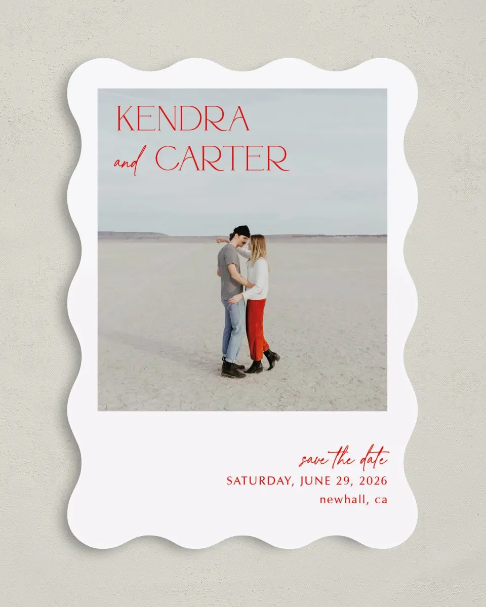 This is a 5" x 7" Save the Date Card called Initial Unity printed in full color on Premium Smooth paper