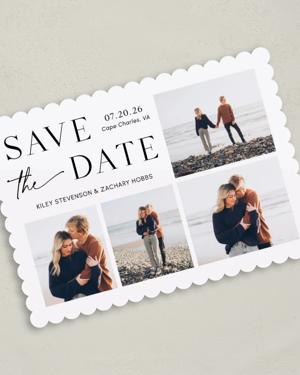 This is a 5" x 7" Save the Date Card called Picturesque printed in full color on Premium Smooth paper