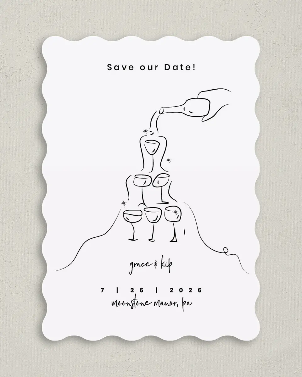 This is a 5" x 7" Save the Date Card called Love Overflows printed in full color on Premium Smooth paper