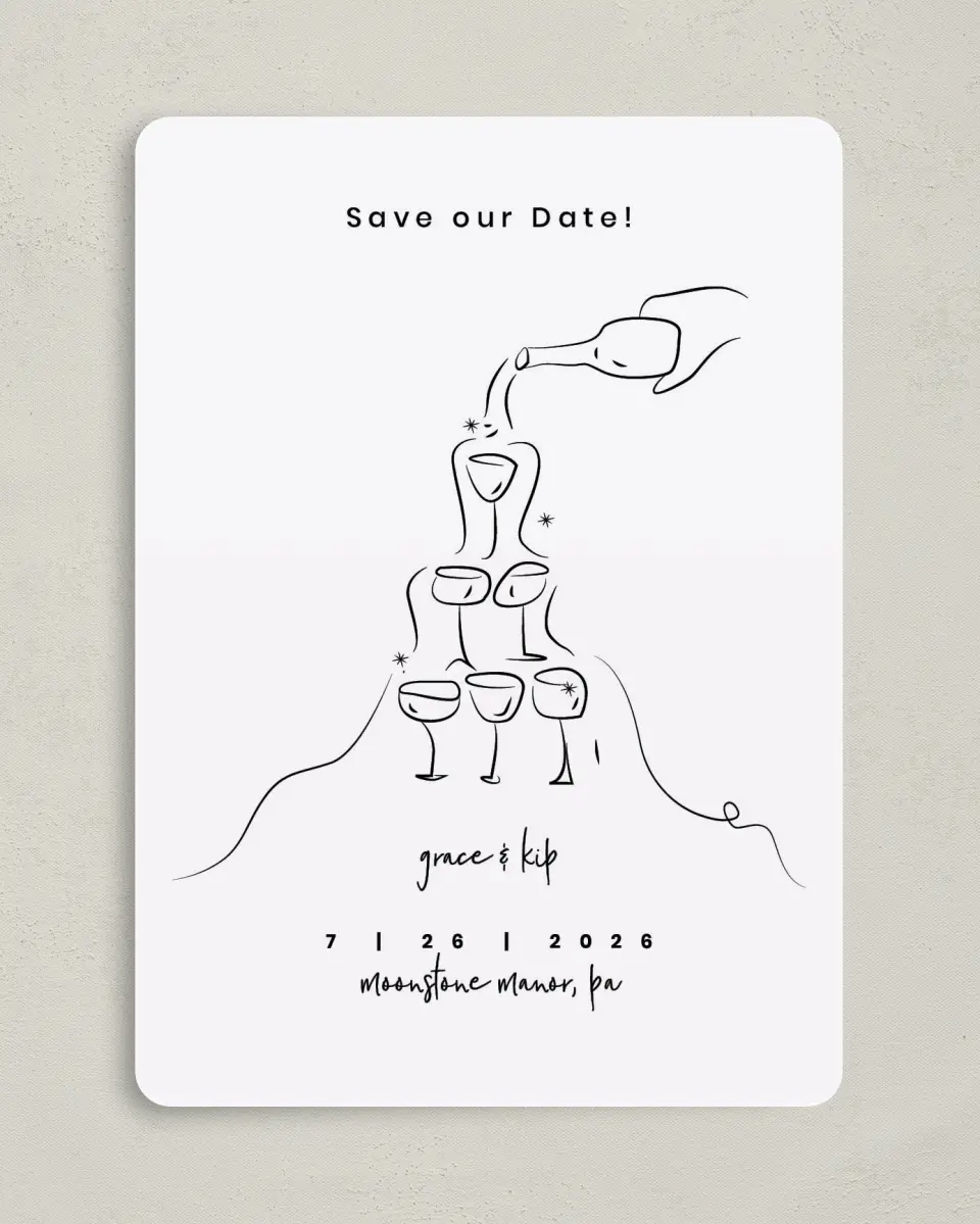 This is a 5" x 7" Save the Date Card called Love Overflows printed in full color on Premium Smooth paper