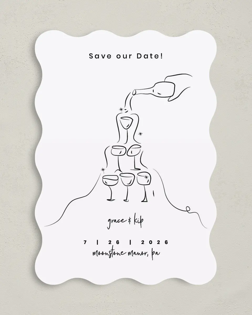 This is a 5" x 7" Save the Date Card called Love Overflows printed in full color on Premium Smooth paper