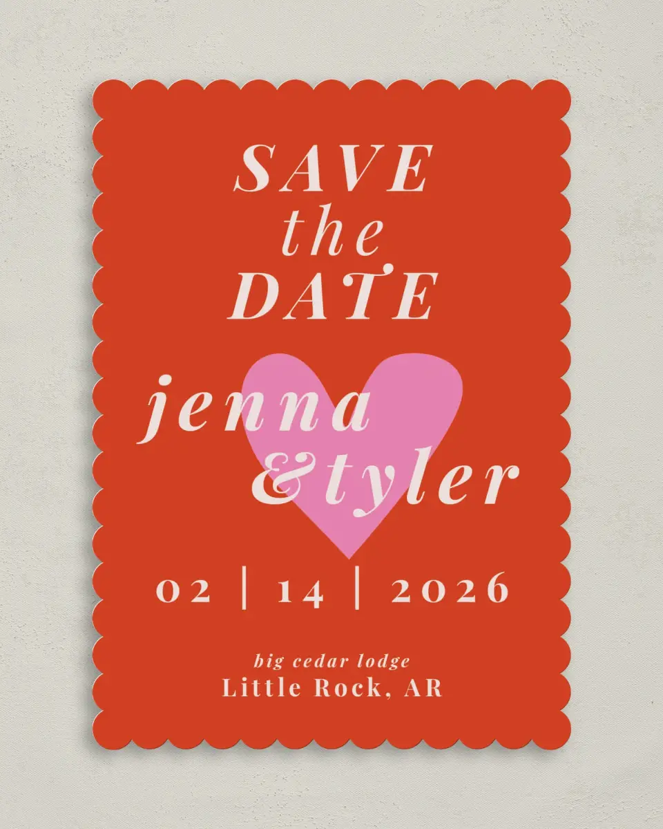 This is a 5" x 7" Save the Date Card called Heart Eyes for You printed in full color on Premium Smooth paper