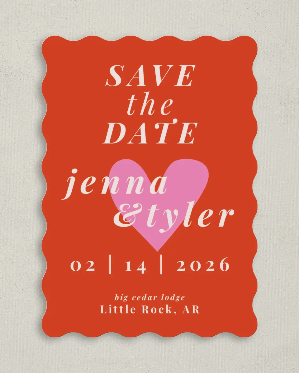 This is a 5" x 7" Save the Date Card called Heart Eyes for You printed in full color on Premium Smooth paper