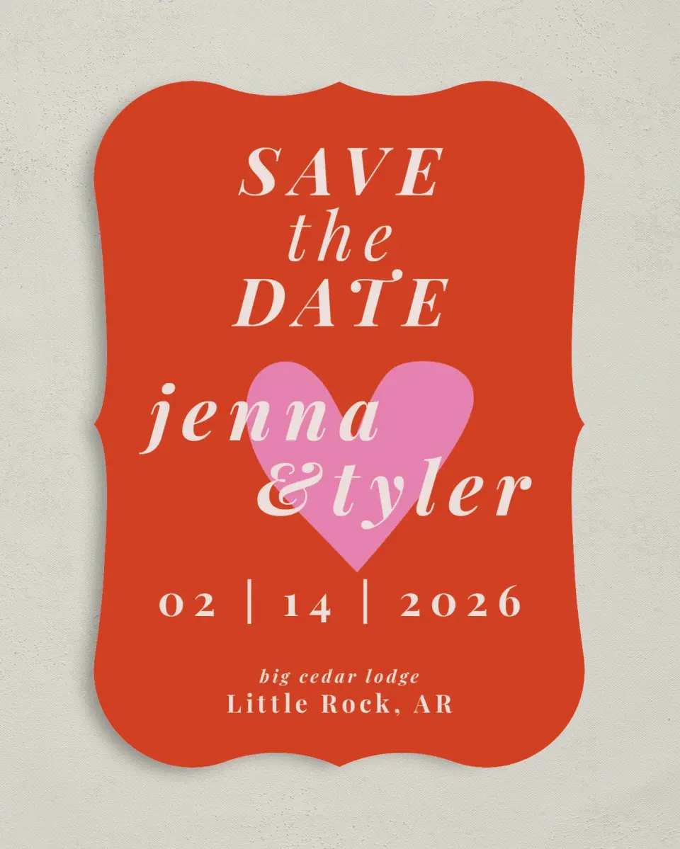 This is a 5" x 7" Save the Date Card called Heart Eyes for You printed in full color on Premium Smooth paper