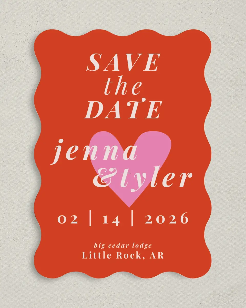 This is a 5" x 7" Save the Date Card called Heart Eyes for You printed in full color on Premium Smooth paper
