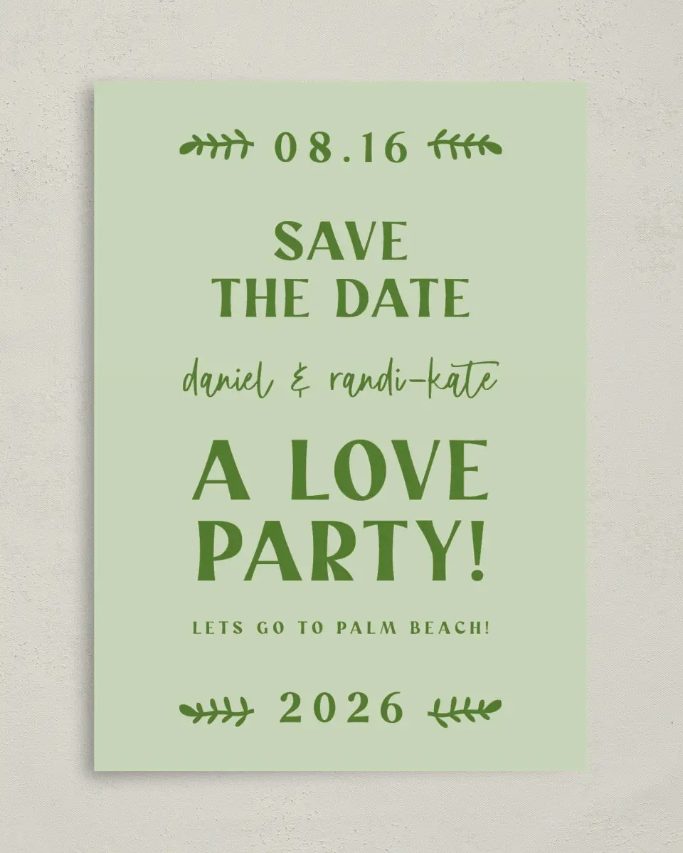 This is a 5" x 7" Christmas Card called Love Party! printed in full color on Premium Smooth paper