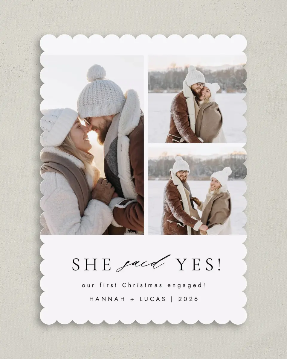 This is a 5" x 7" Christmas Card called Yes to Forever printed in full color on Premium Smooth paper on Premium Smooth paper on Premium Smooth paper