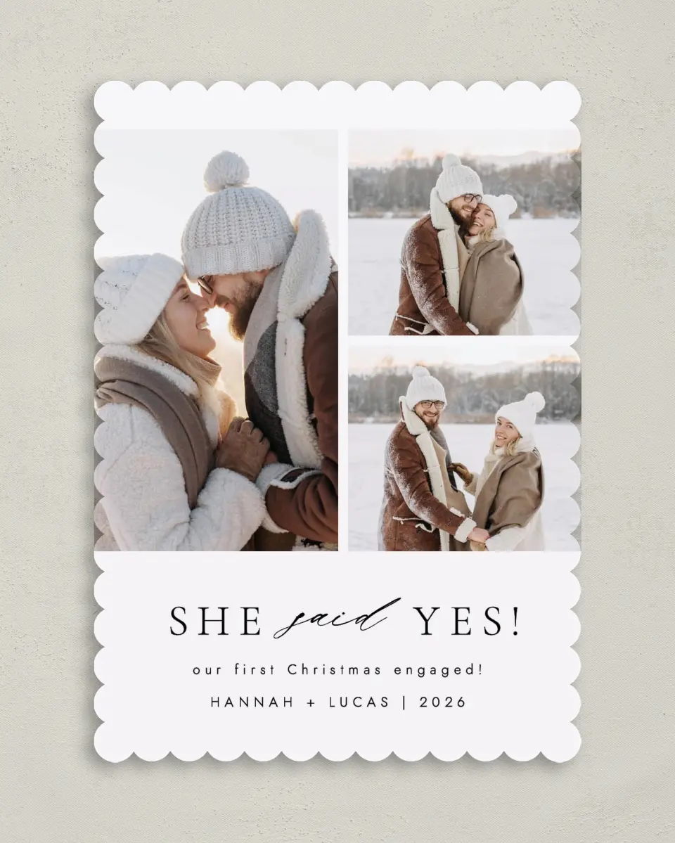This is a 5" x 7" Christmas Card called Yes to Forever printed in full color on Premium Smooth paper on Premium Smooth paper on Premium Smooth paper
