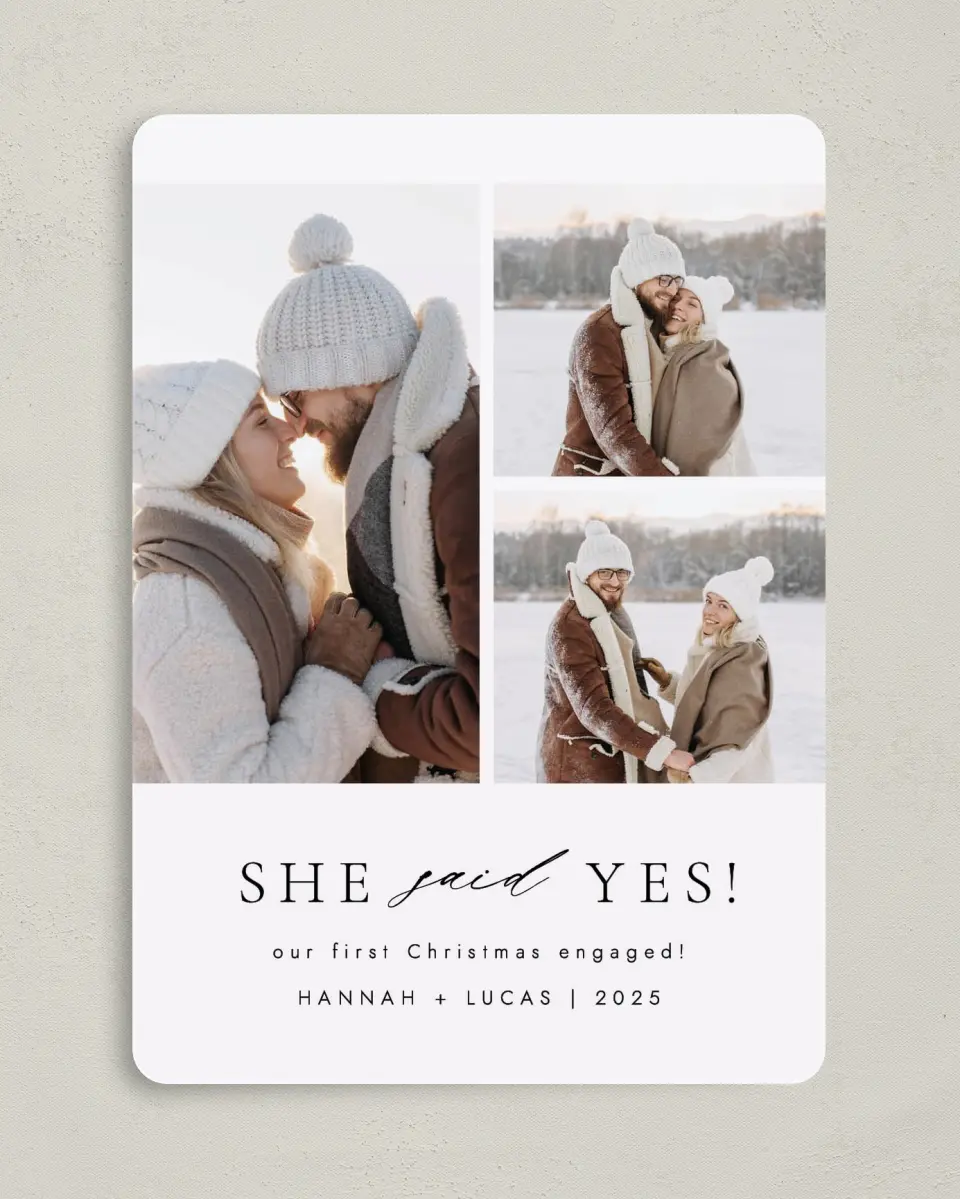 This is a 5" x 7" Christmas Card called Yes to Forever printed in full color on Premium Smooth paper
