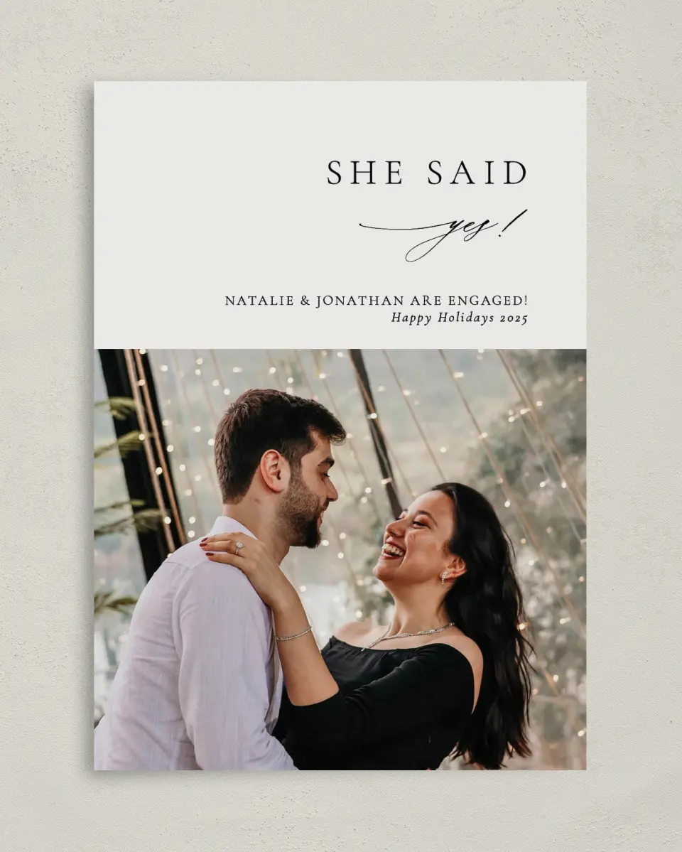 This is a 5" x 7" Christmas Card called You're My YES! printed in full color on Premium Smooth paper
