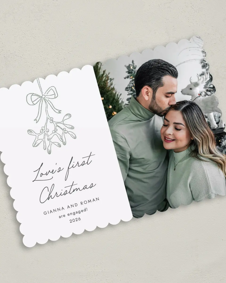 This is a 5" x 7" Christmas Card called Mistletoe Magic printed in full color on Premium Smooth paper on Premium Smooth paper on Premium Smooth paper