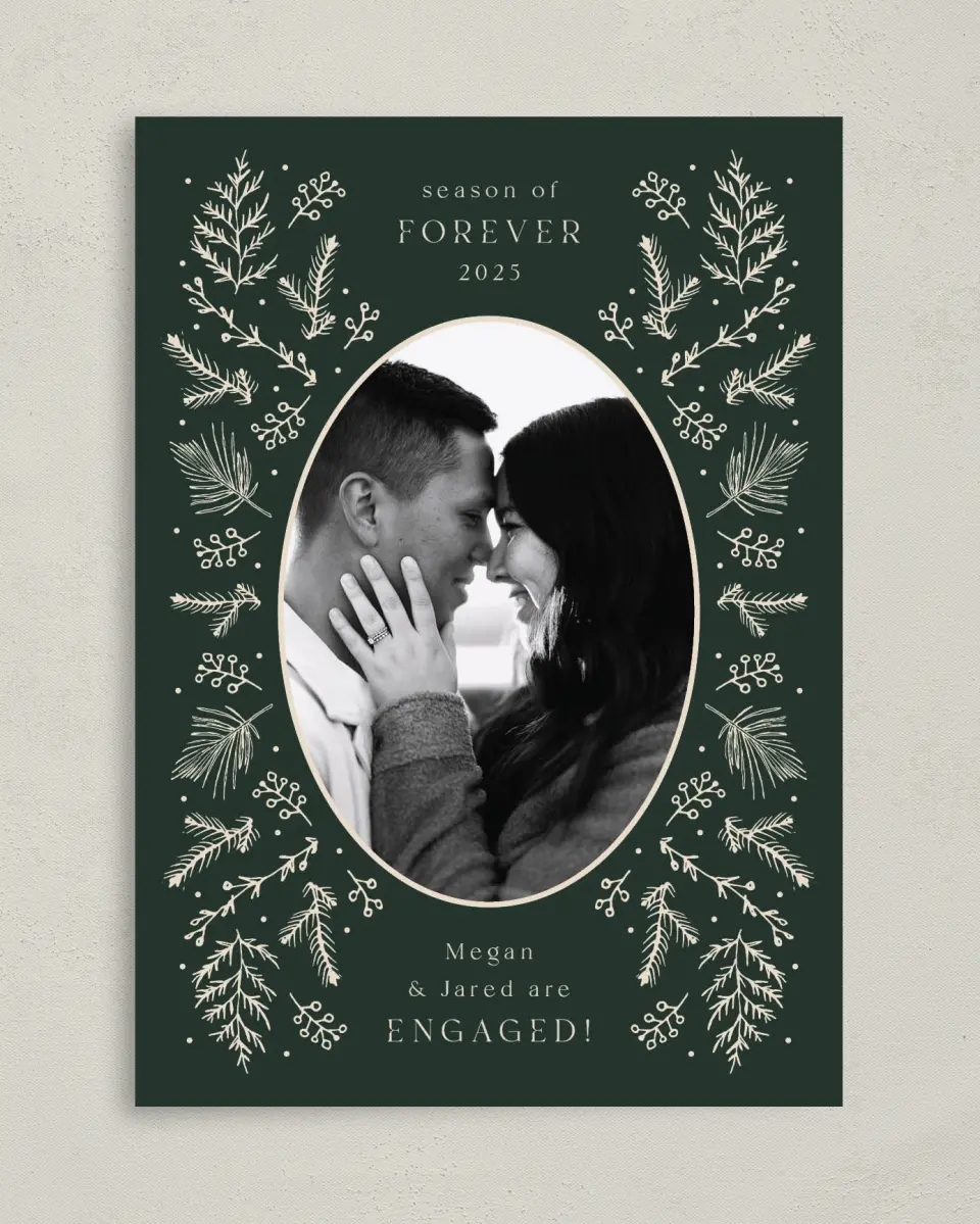 This is a 5" x 7" Christmas Card called Forever Falling in Love printed in full color on Premium Smooth paper